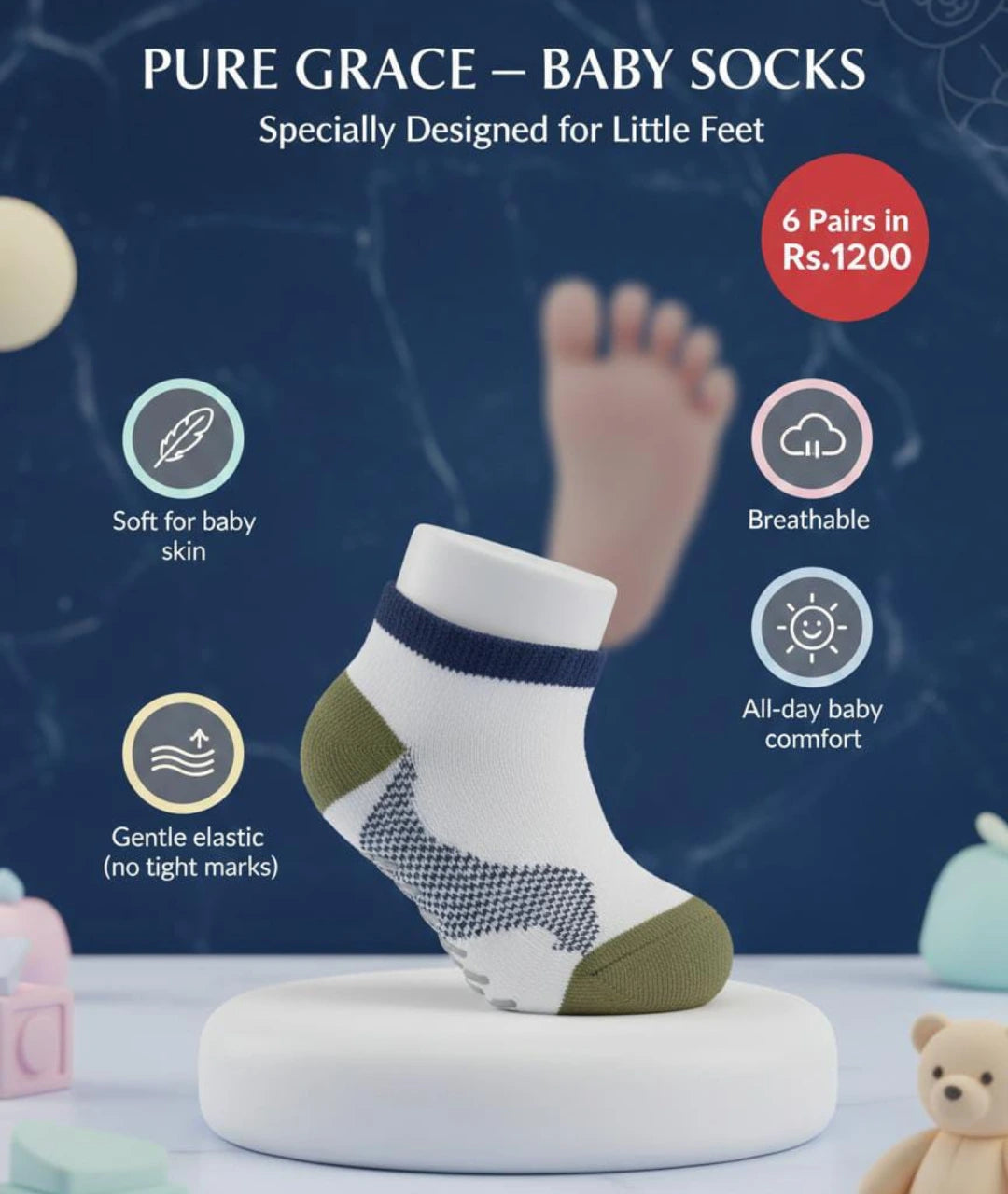 Baby Ankle Socks (6-Pair Pack)